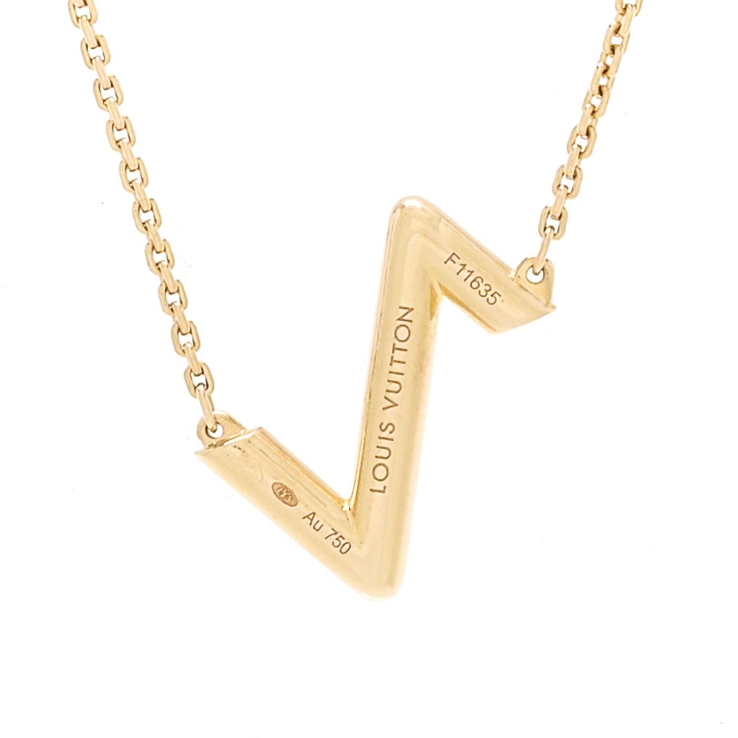 Louis Vuitton 18K Yellow Gold LV Volt Upside Down Pendant Necklace