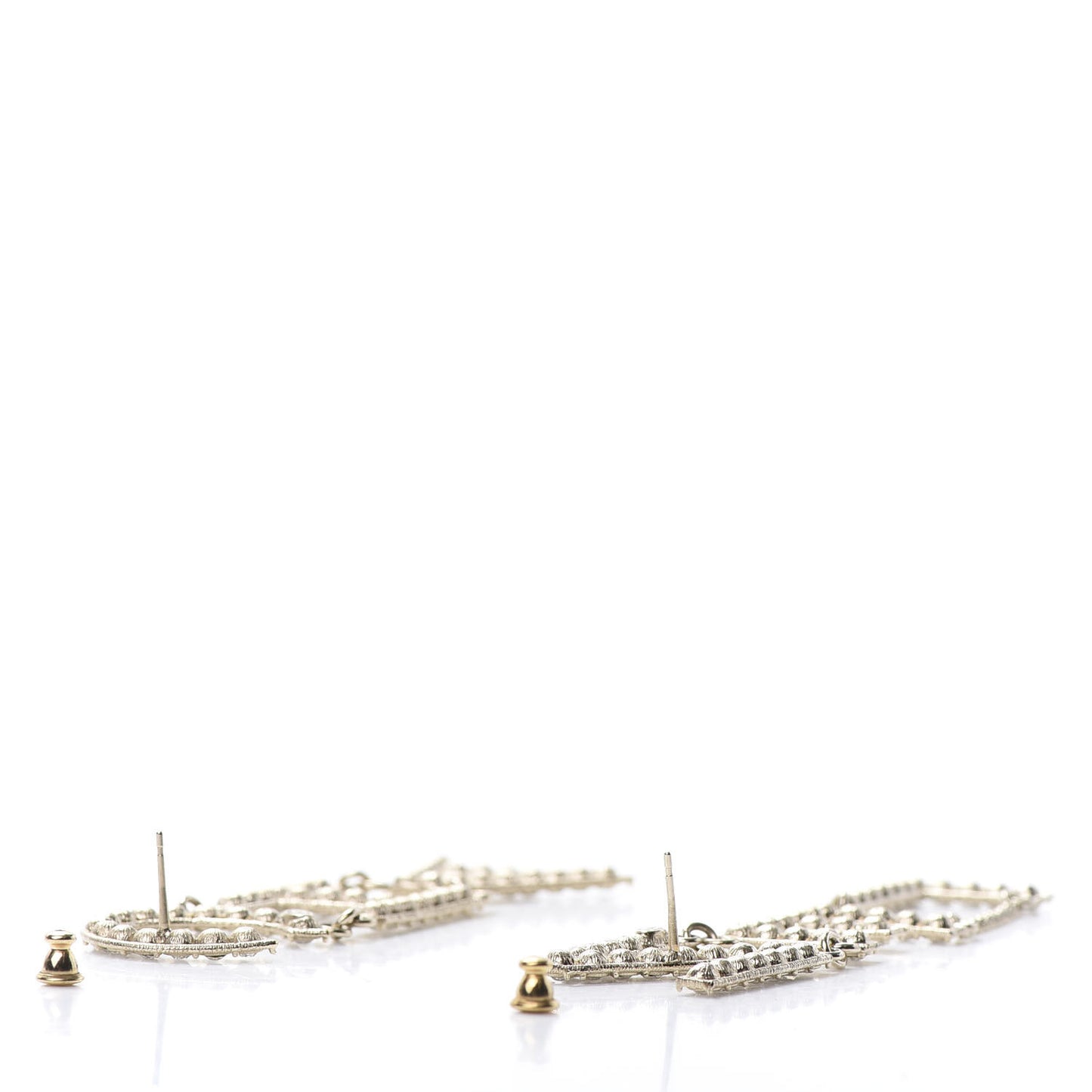 Crystal Cha-Nel Logo Drop Earrings Gold