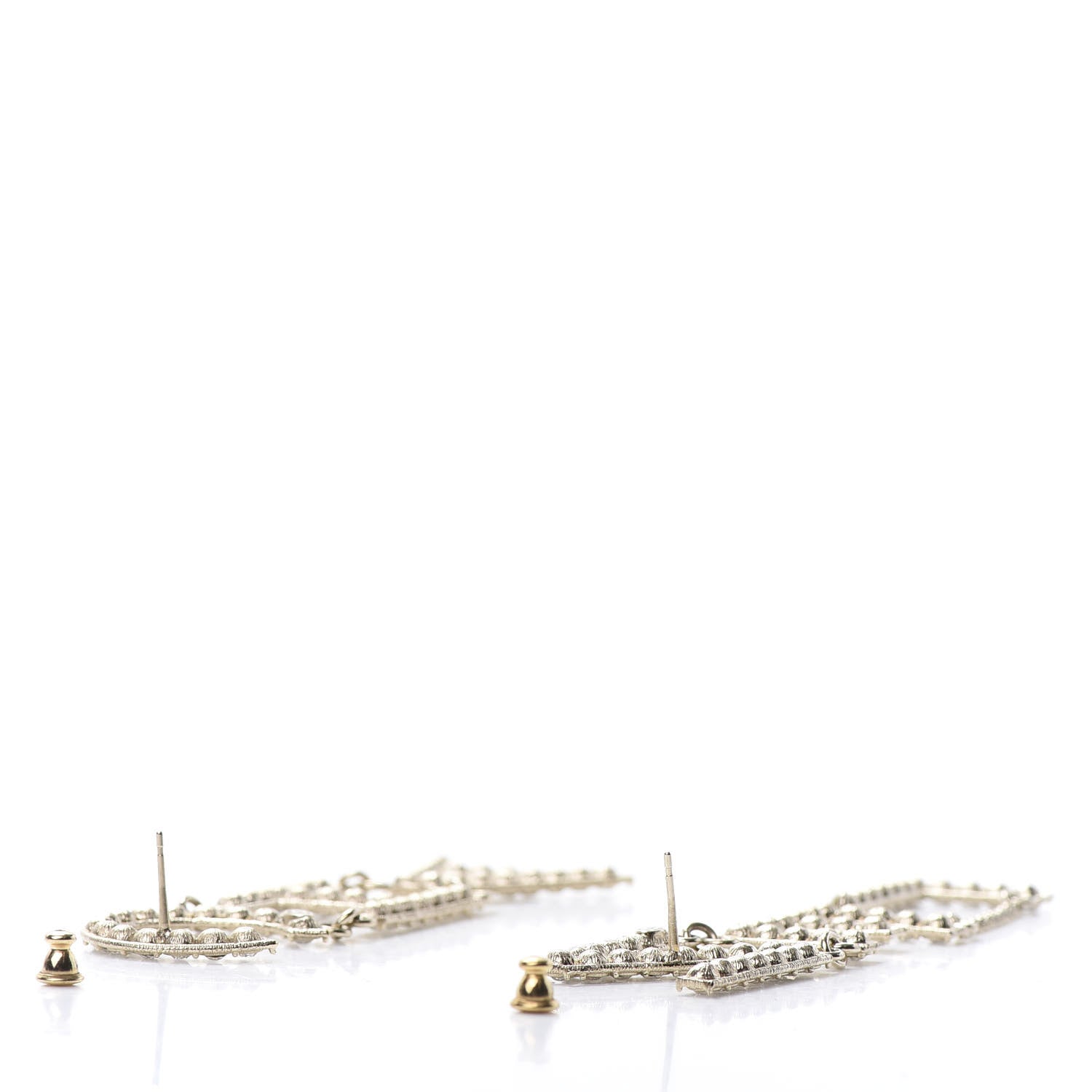 Chanel Crystal Cha-Nel Logo Drop Earrings Gold 3 of 6