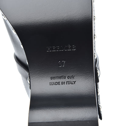 Hermes Calfskin Carlotta Mules 37 Black 7 of 8