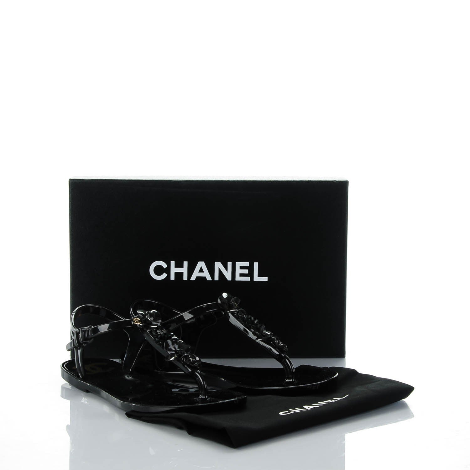 Chanel Jelly Camellia Thong Sandals 36 Black 7 of 7