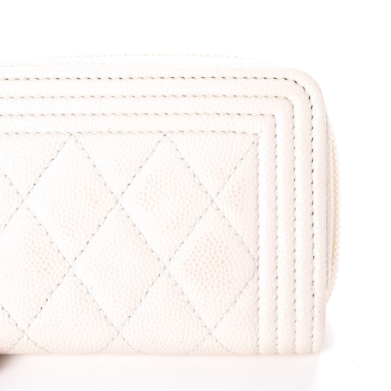 Chanel Caviar Quilted Boy Zip Around Coin Purse Wallet Ivory 8 of 8