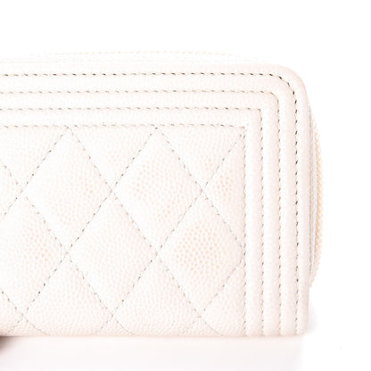 Chanel Caviar Quilted Boy Zip Around Coin Purse Wallet Ivory 8 of 8