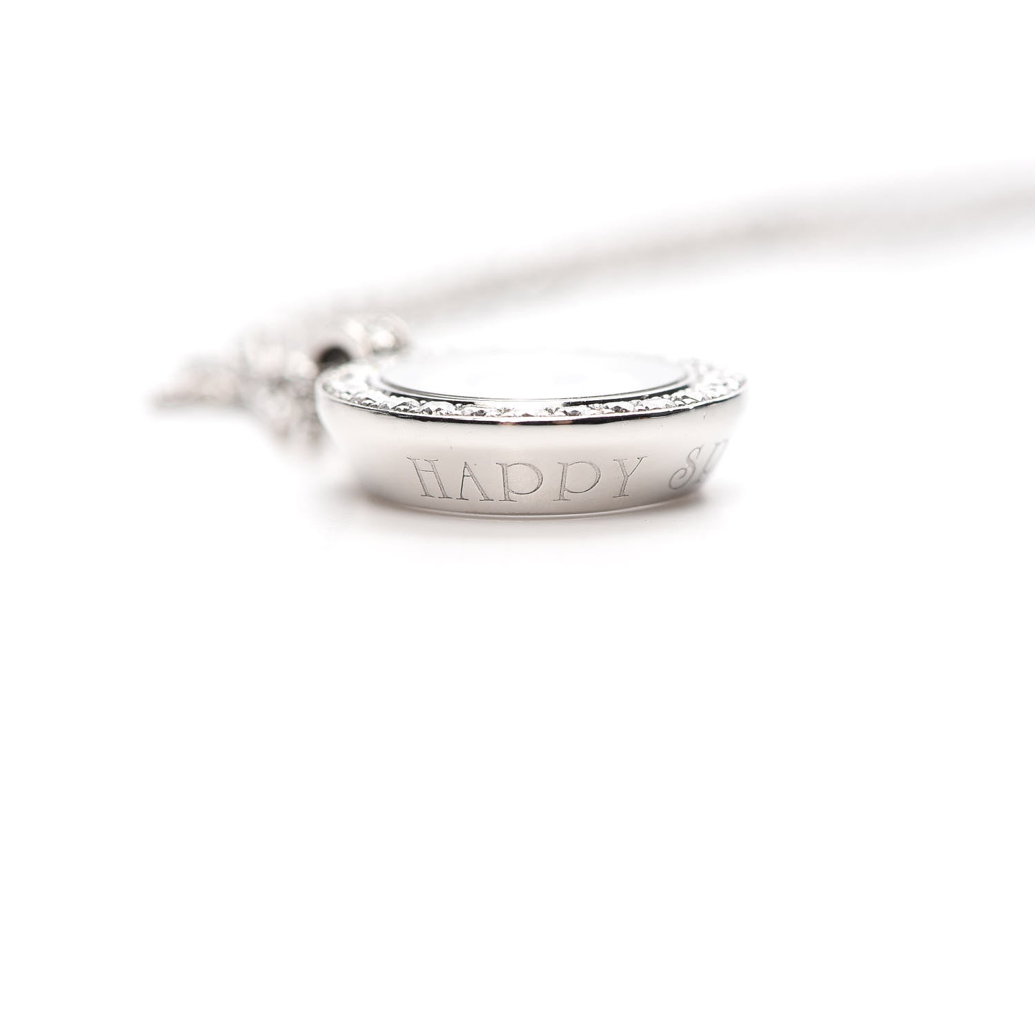 Chopard 18K White Gold Diamond Happy Spirit Pendant Necklace 7 of 7