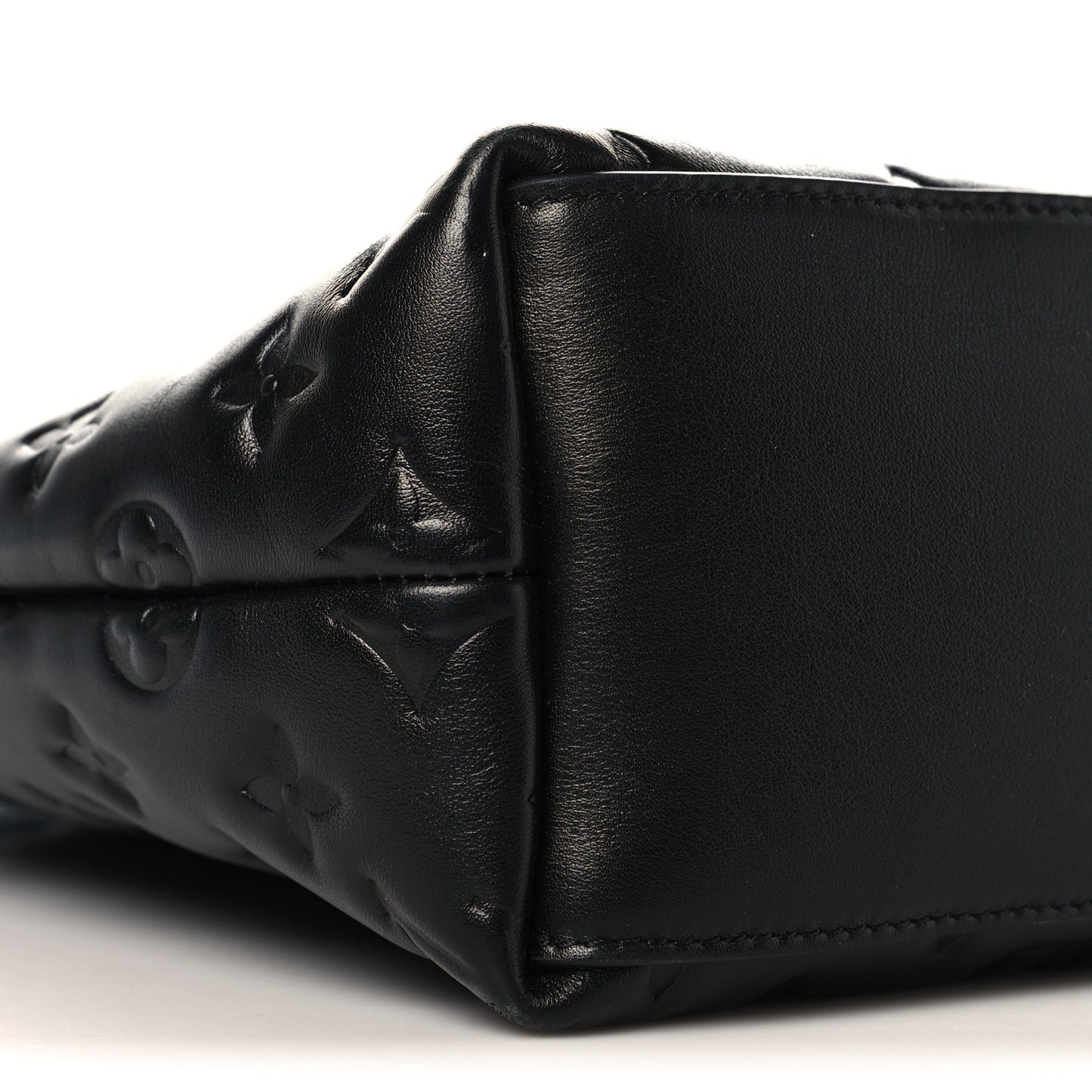 Lambskin Embossed Monogram Coussin Hobo MM Black