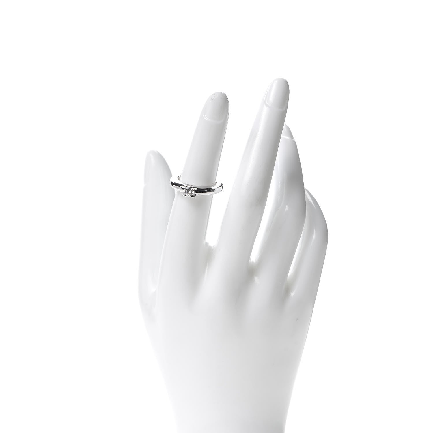 Cartier 18K White Gold Diamond .28ct C De Cartier Solitaire Ring 50 5.25 2 of 5