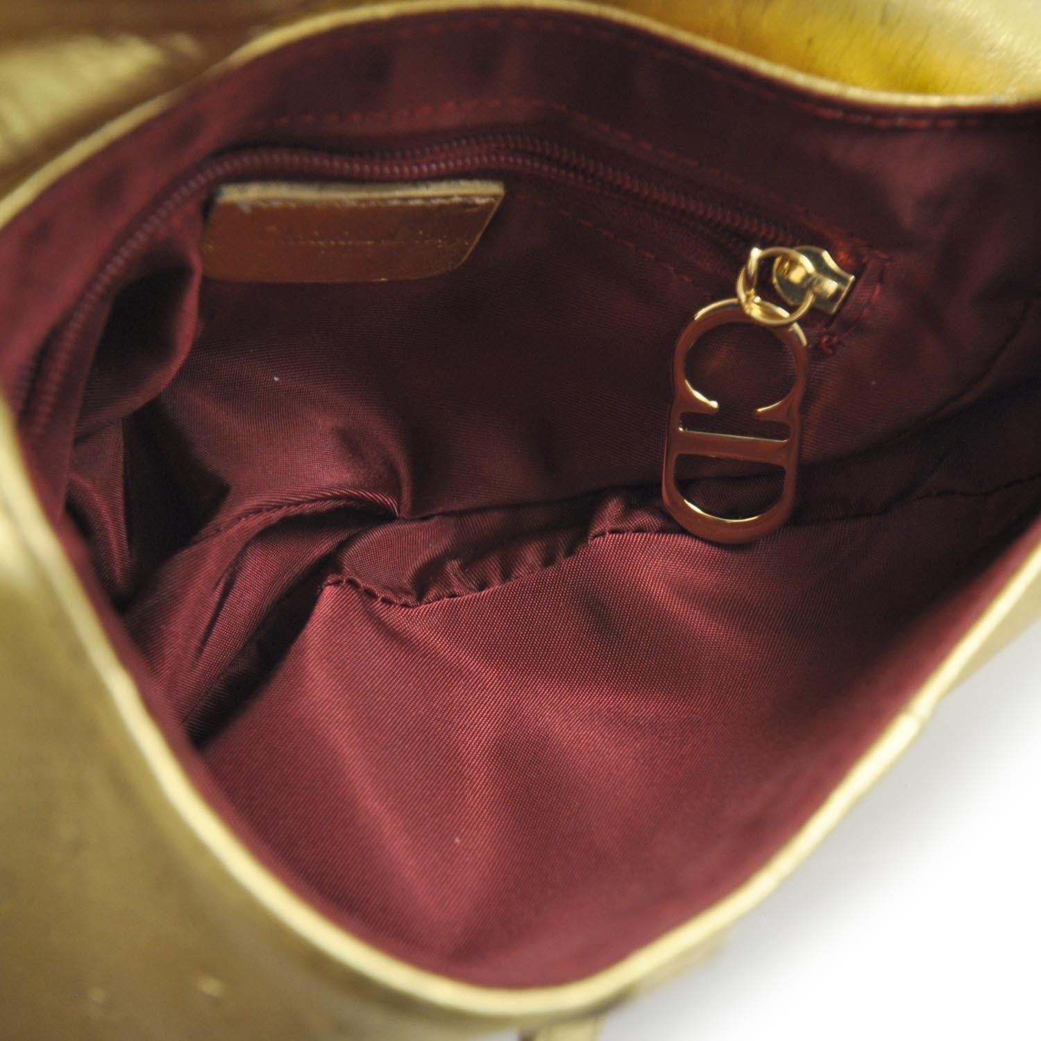 Christian Dior Ostrich Saddle Bag Gold 8 of 8