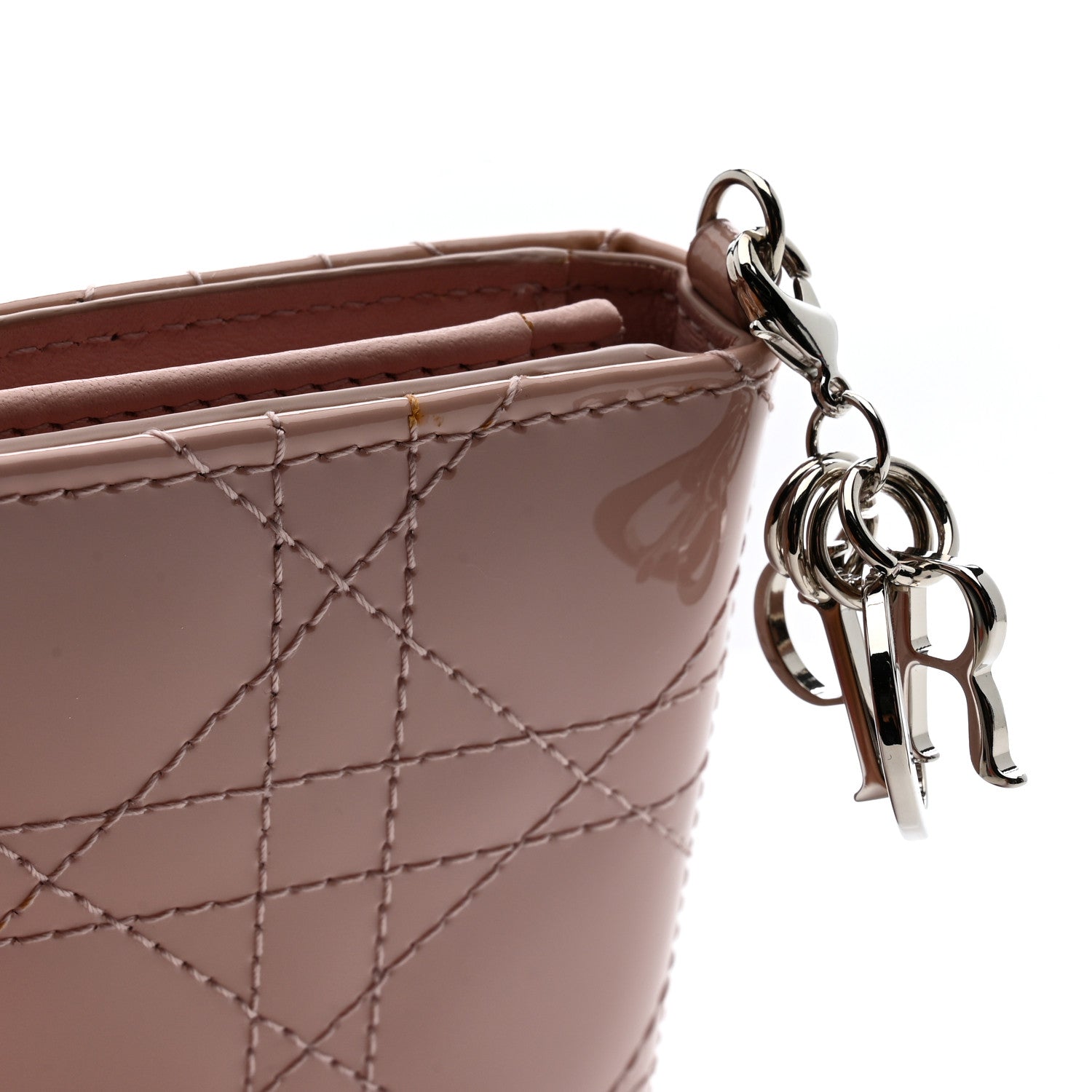 Christian Dior Patent Cannage Lady Dior Bloom Card Holder Rose