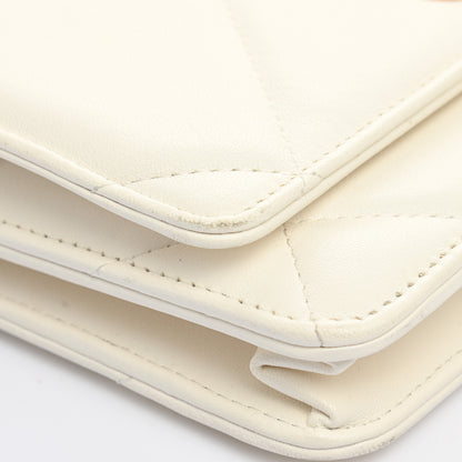 Chanel Goatskin Quilted Chanel 19 Wallet On Chain WOC White 18 of 19