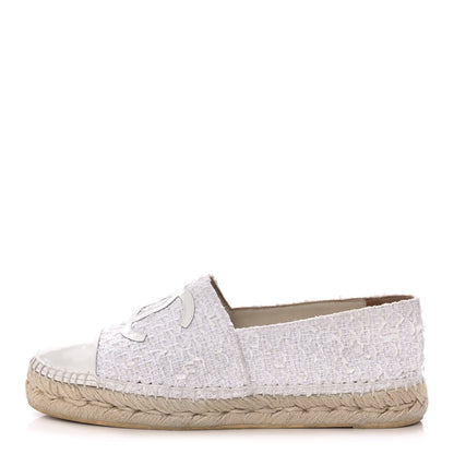 Chanel Tweed Patent CC Espadrilles 36 White 1 of 11