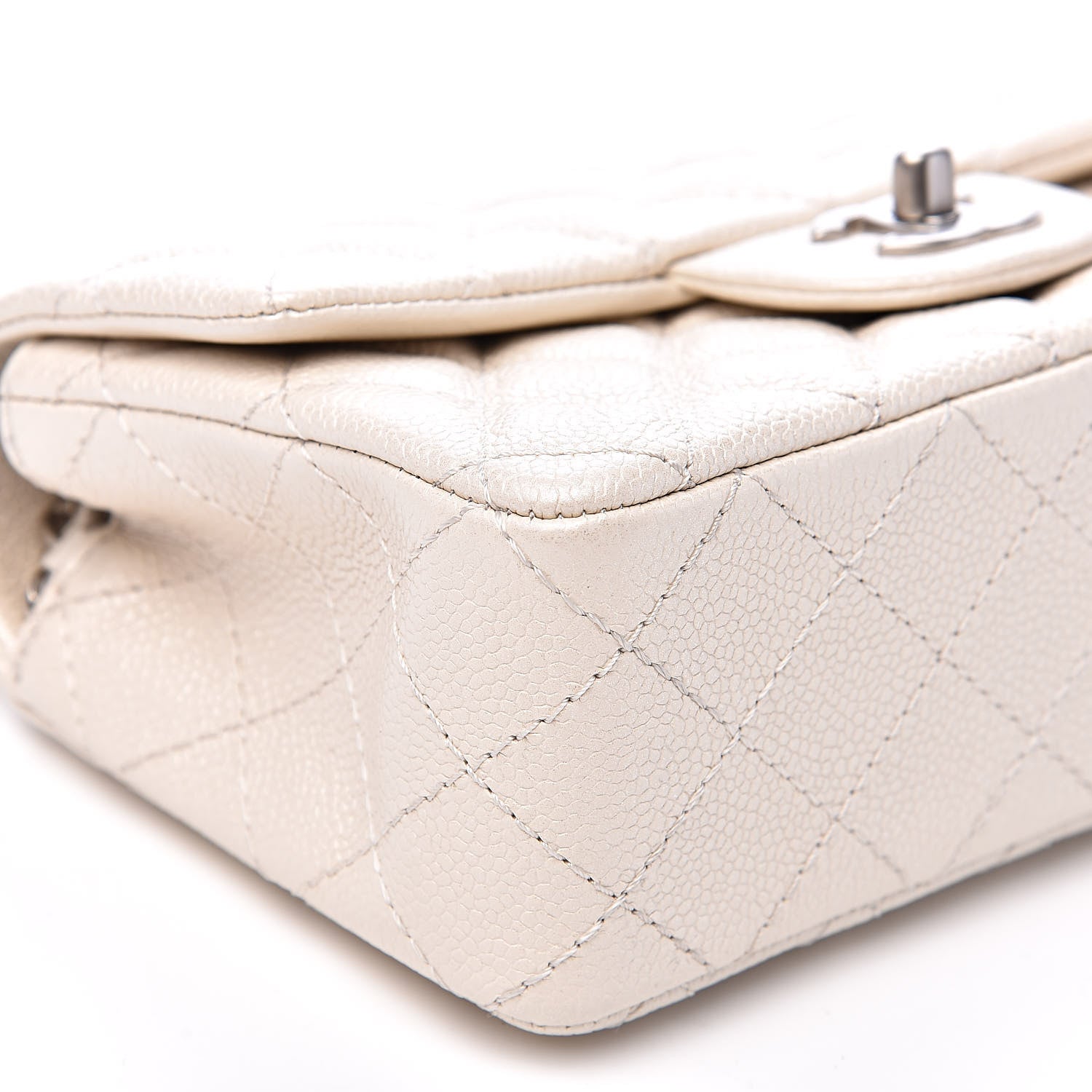 Chanel Pearly Caviar Quilted Mini Rectangular Flap White 8 of 10