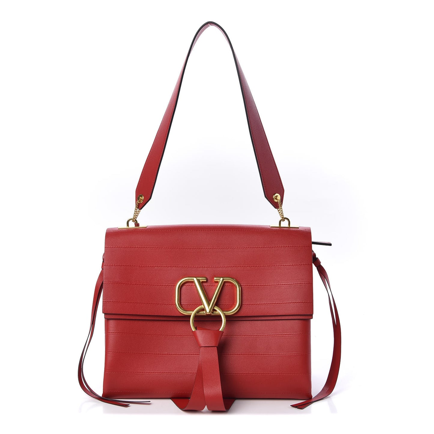 Calfskin Medium VRing Shoulder Bag Rouge Pur
