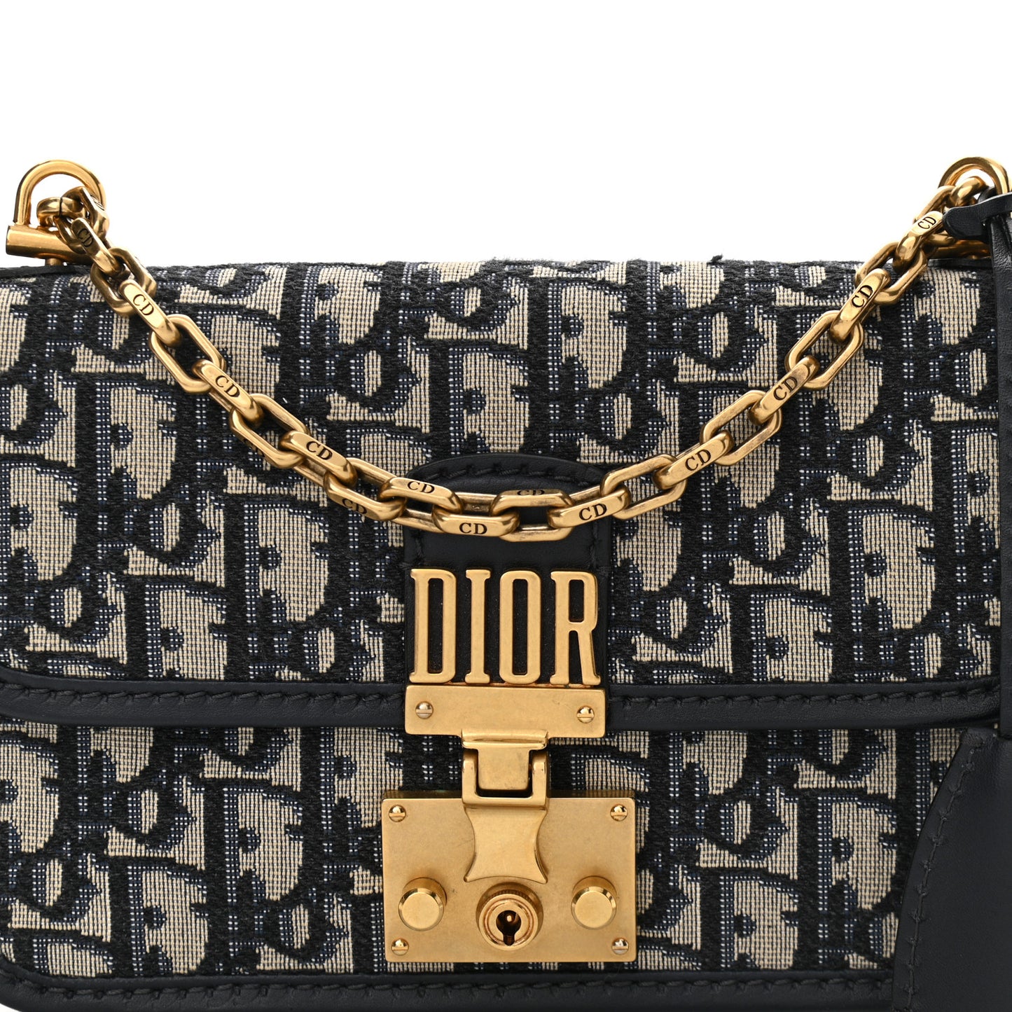Oblique Small DiorAddict Flap Bag Navy Blue