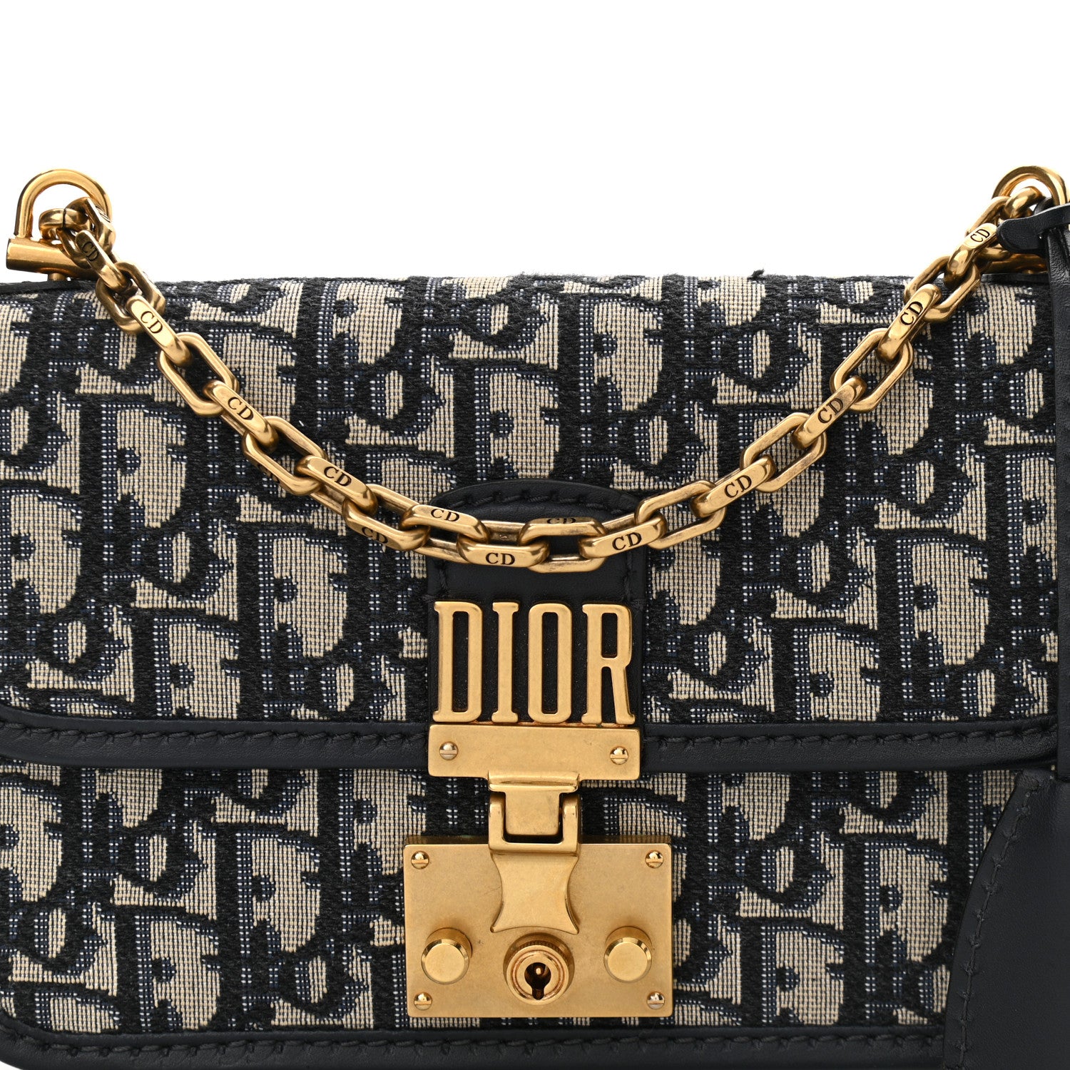 Christian Dior Oblique Small DiorAddict Flap Bag Navy Blue 8 of 11