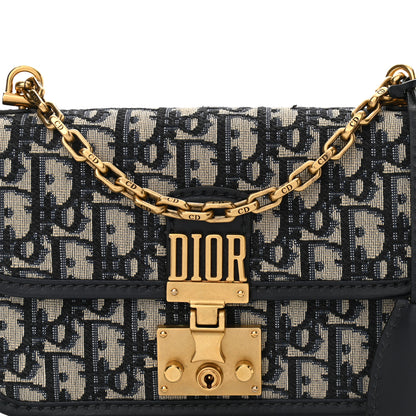 Christian Dior Oblique Small DiorAddict Flap Bag Navy Blue 8 of 11