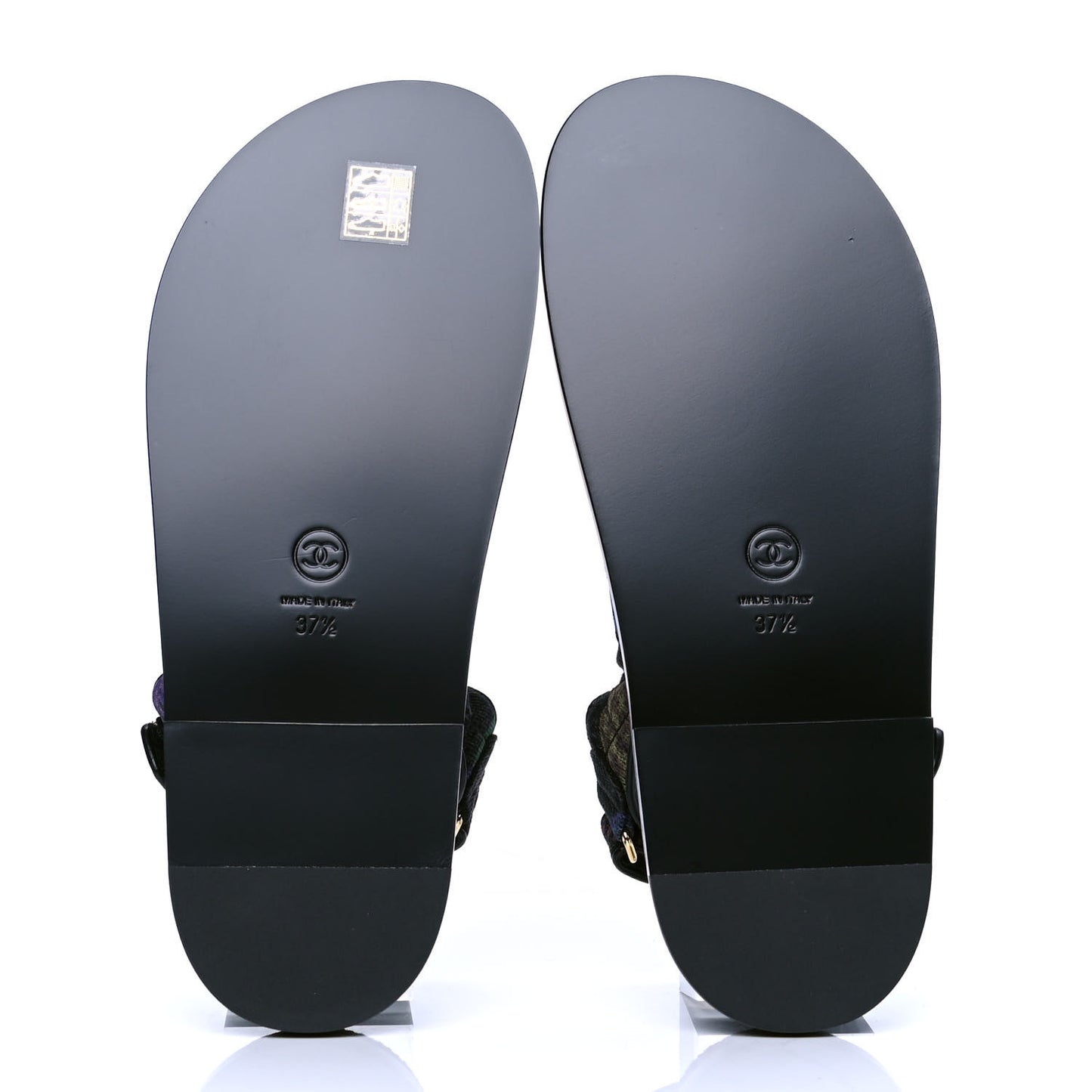 Denim Quilted Dad Sandals 37.5 Black Multicolor