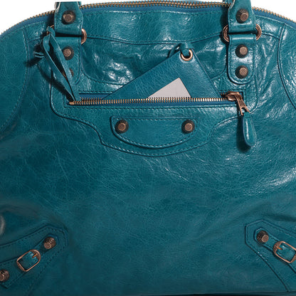 Balenciaga Agneau Giant 12 Rose Gold Hardware Bowling Bag Lagon 11 of 11