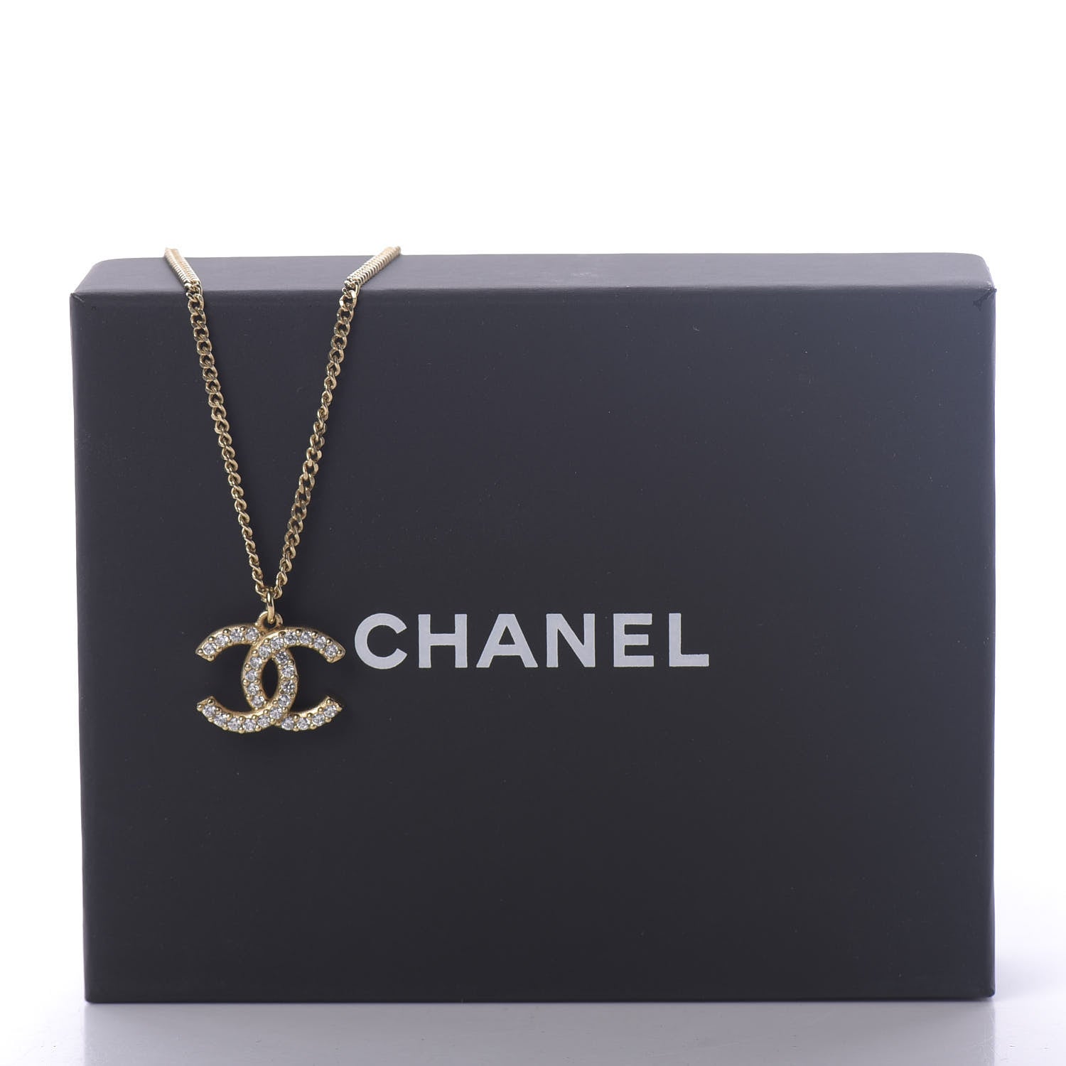 Chanel Crystal CC Pendant Necklace Gold 5 of 5