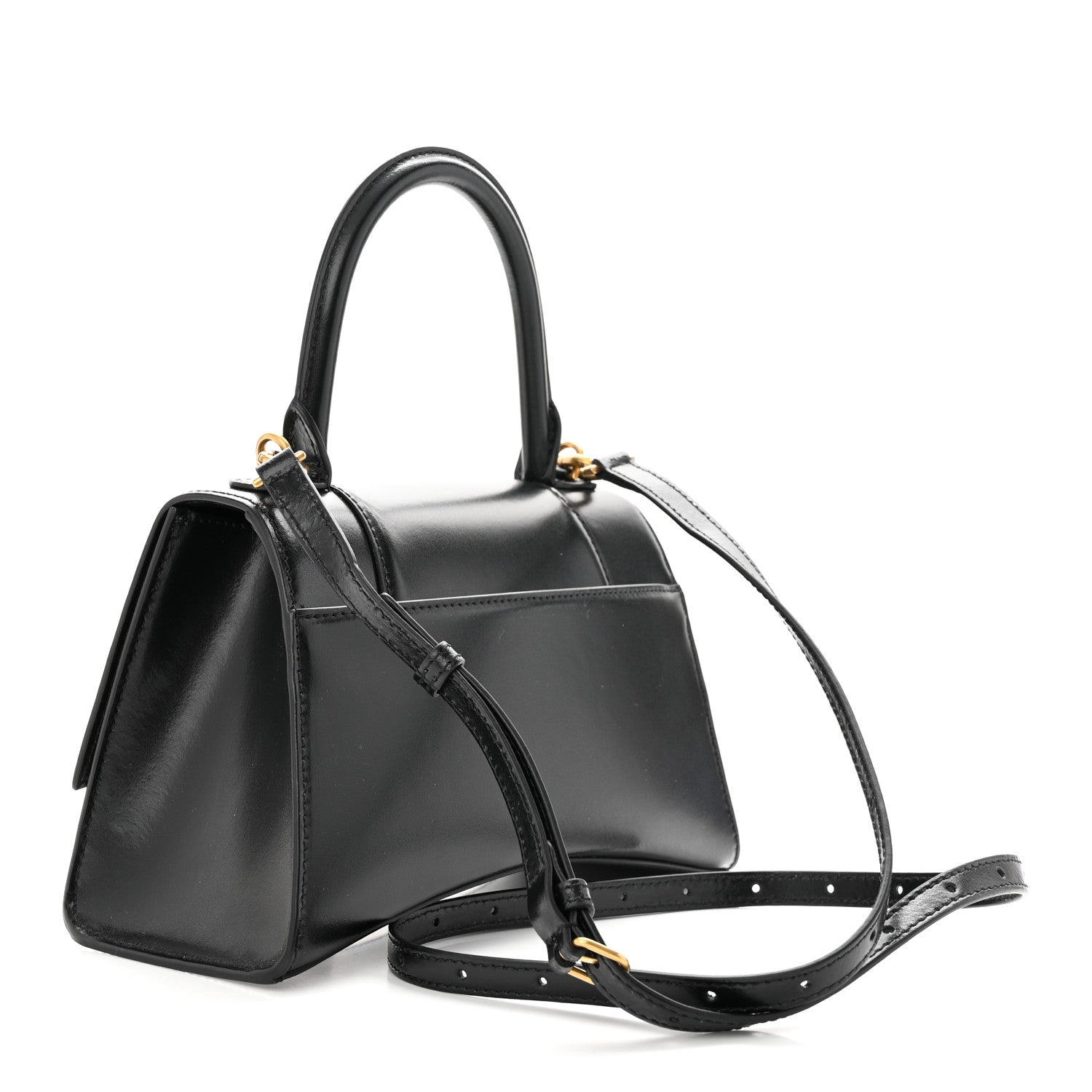 Balenciaga Shiny Box Calfskin Small Hourglass Top Handle Bag Black 3 of 10