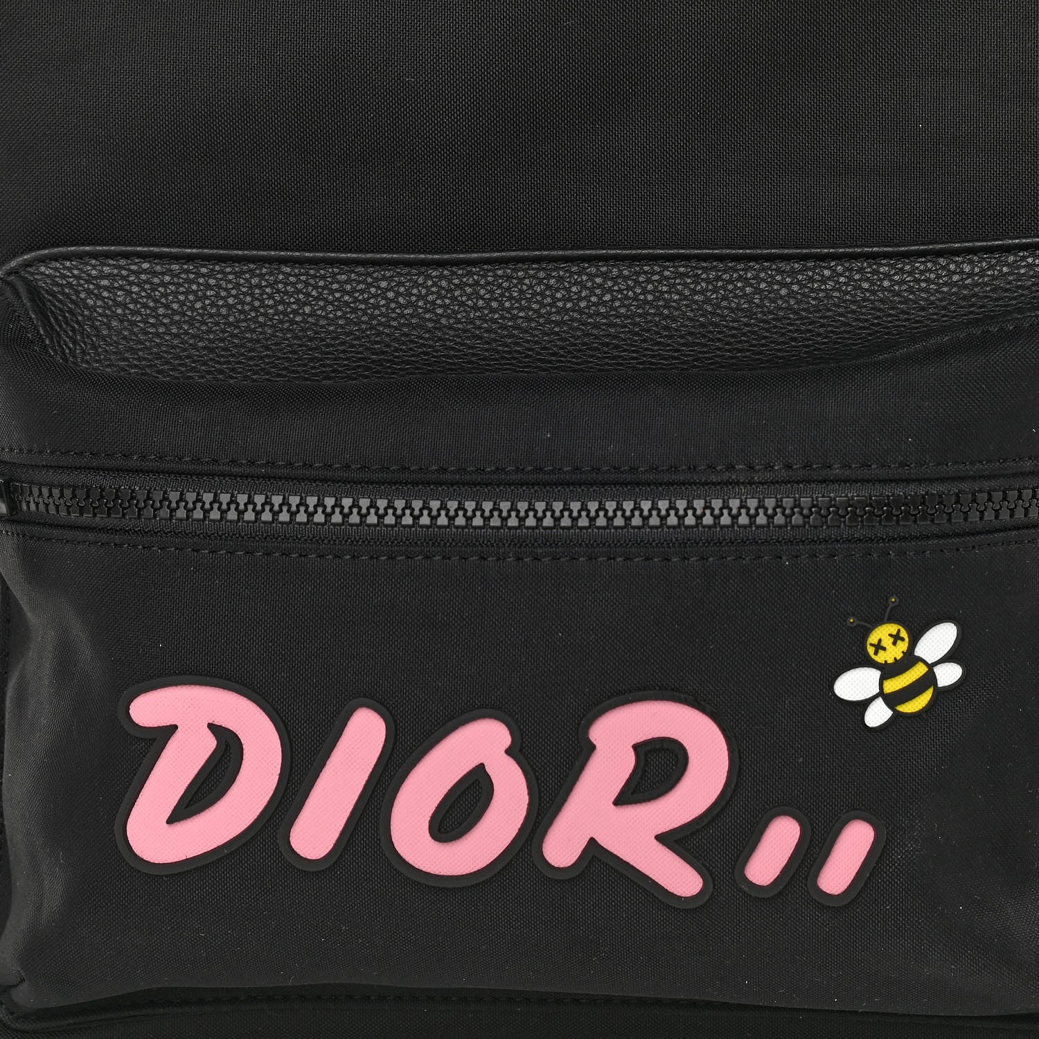 Christian Dior X KAWS Nylon Calfskin Logo Backpack Black 6 of 8