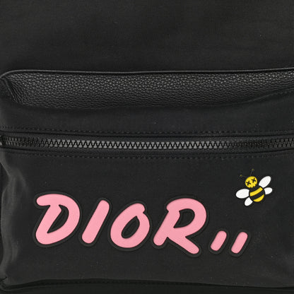 Christian Dior X KAWS Nylon Calfskin Logo Backpack Black 6 of 8
