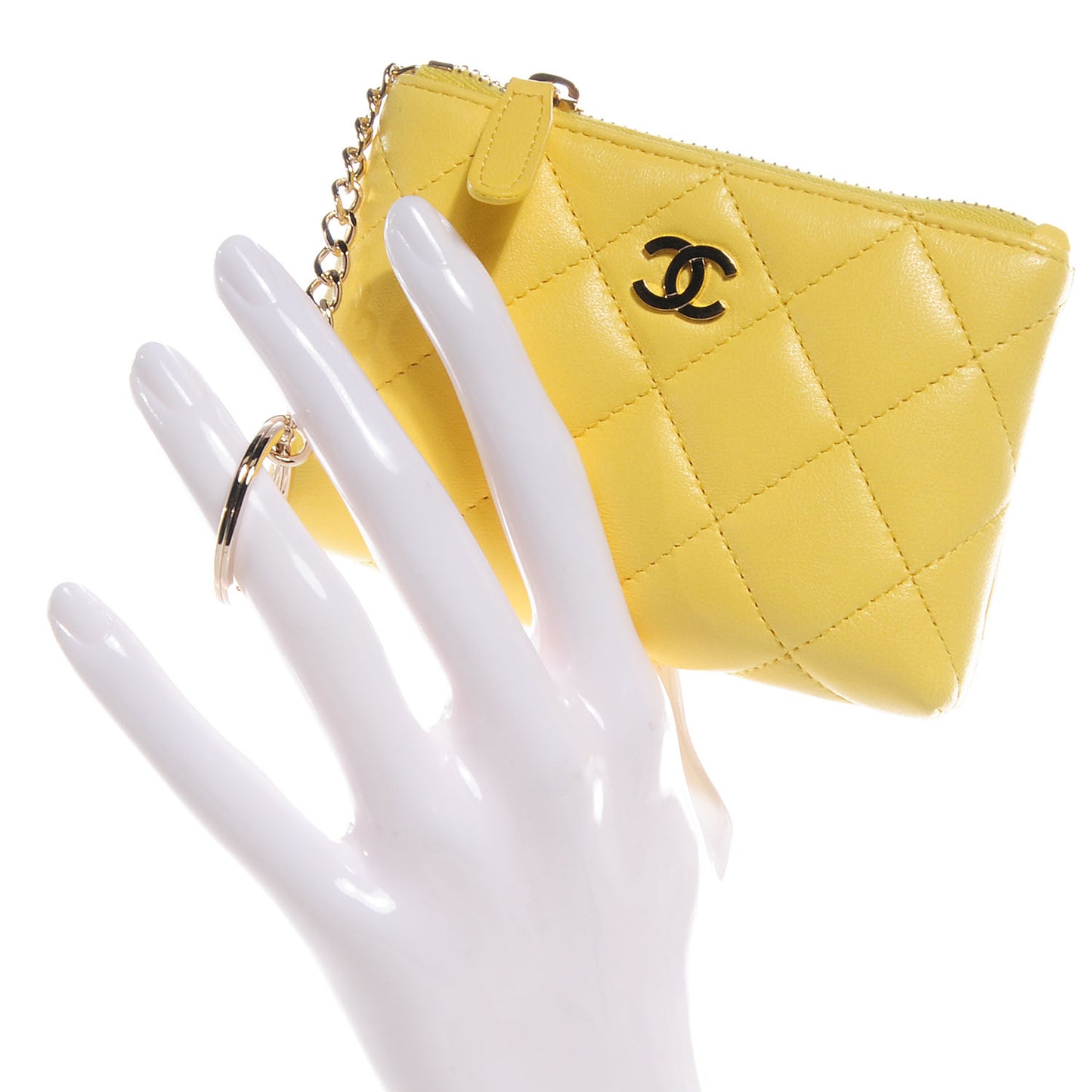 Lambskin Key Holder Case Jaune Yellow