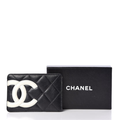 Chanel Calfskin Quilted Cambon Card Holder Black White 10 of 10