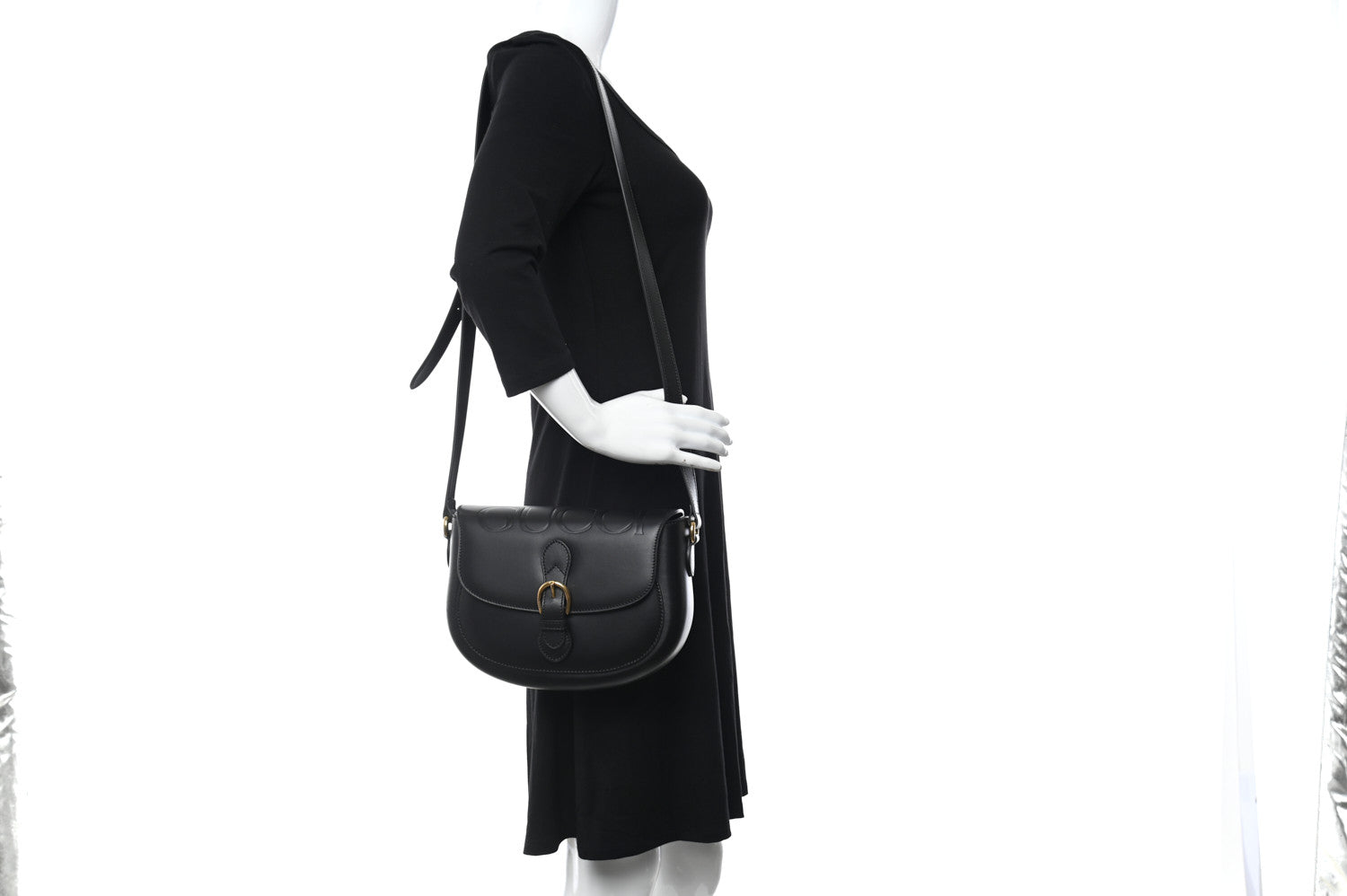 Gucci Charisma Calfskin Gucci Embossed Shoulder Flap Bag Black 2 of 10