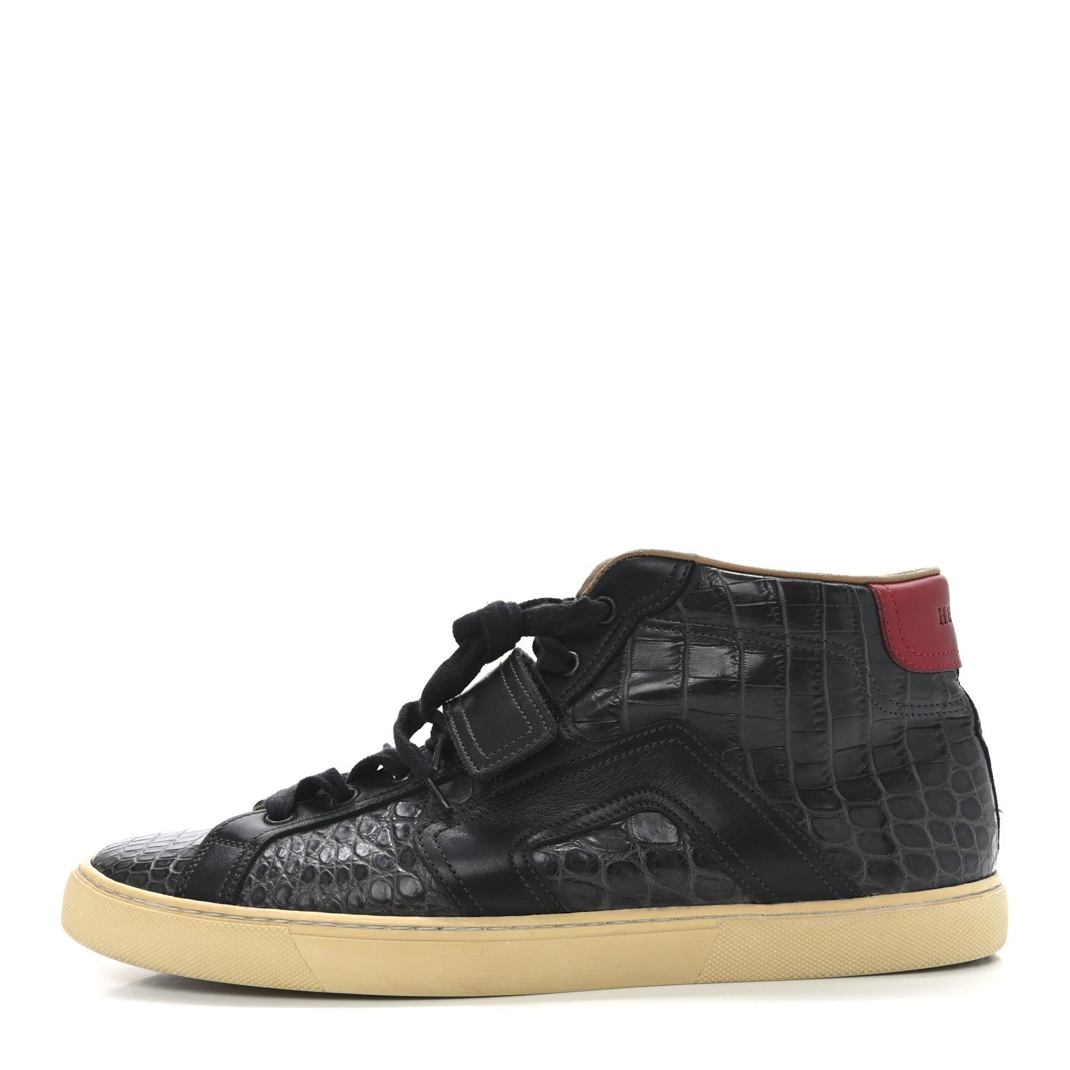 Hermes Shiny Porosus Crocodile Mens Quantum High Top Sneakers 44.5 Black 1 of 9