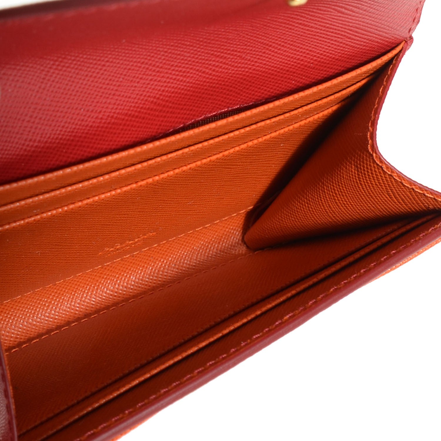 Prada Saffiano Bi-Color Wristlet Wallet Fuoco Papaya 6 of 10
