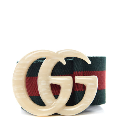 Gucci Web Elastic Plexiglass GG Marmont Belt 70 28 Red Green 1 of 6