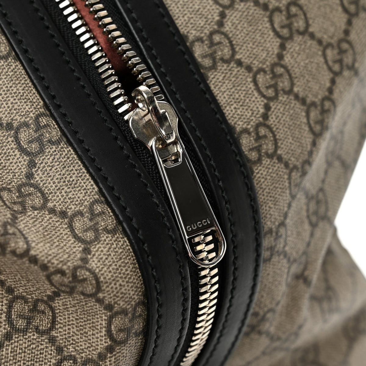 GG Supreme Monogram Selleria Calfskin Carry On Duffle With Wheels Beige Ebony Black
