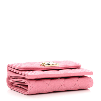 Chanel Caviar Quilted Small Boy Flap Wallet Pink 4 of 10