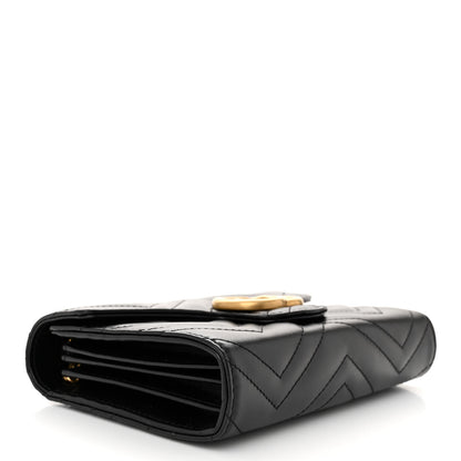 Gucci Calfskin Matelasse GG Marmont Chain Wallet Black 4 of 12
