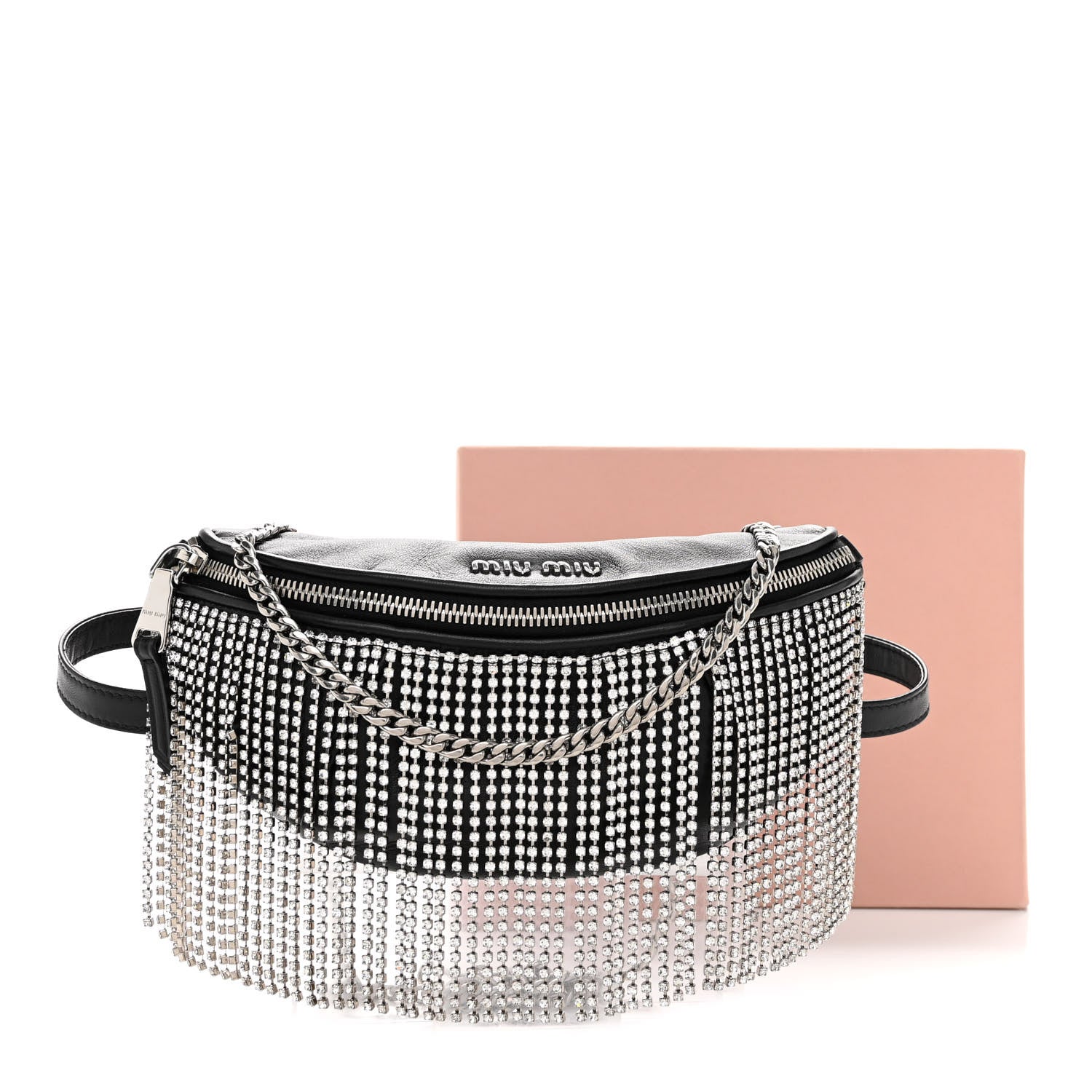 Miu Miu Nappa Crystal Fringe Belt Bag Black 10 of 10