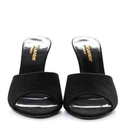 Saint Laurent Denim La 16 Mule Sandals 37.5 Black 2 of 8