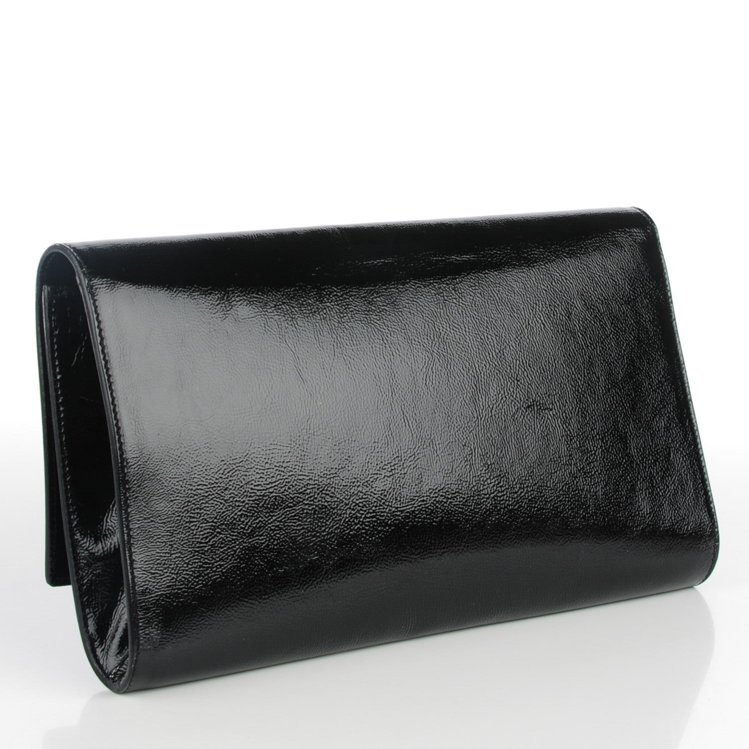 Saint Laurent Textured Patent Monogram Large Belle De Jour Clutch Black 3 of 7
