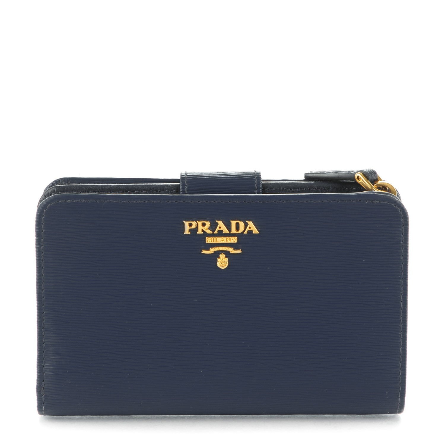 Prada Vitello Move Metal Compact Wallet Cobalto 1 of 8
