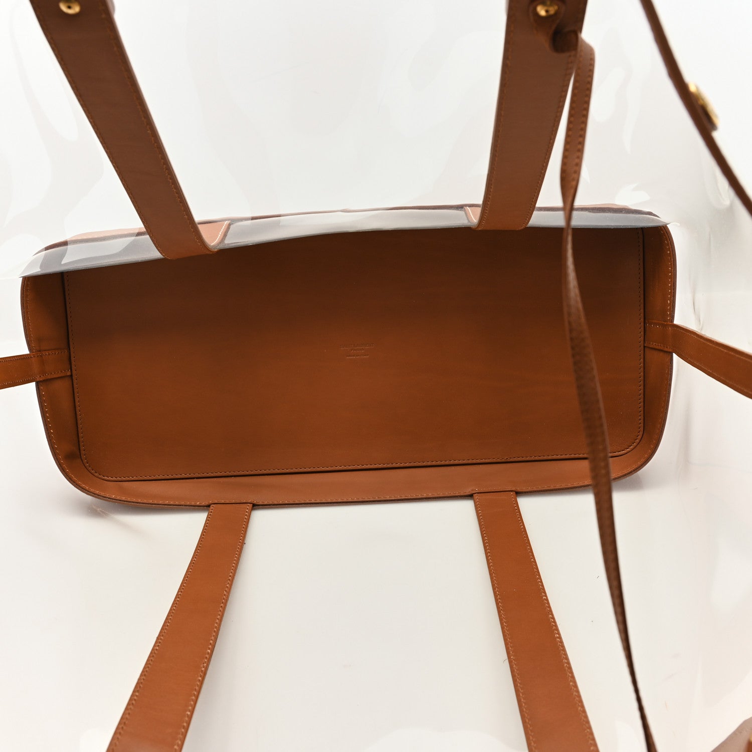 Saint Laurent Calfskin Vinyl Cabas Tote Brown 6 of 11