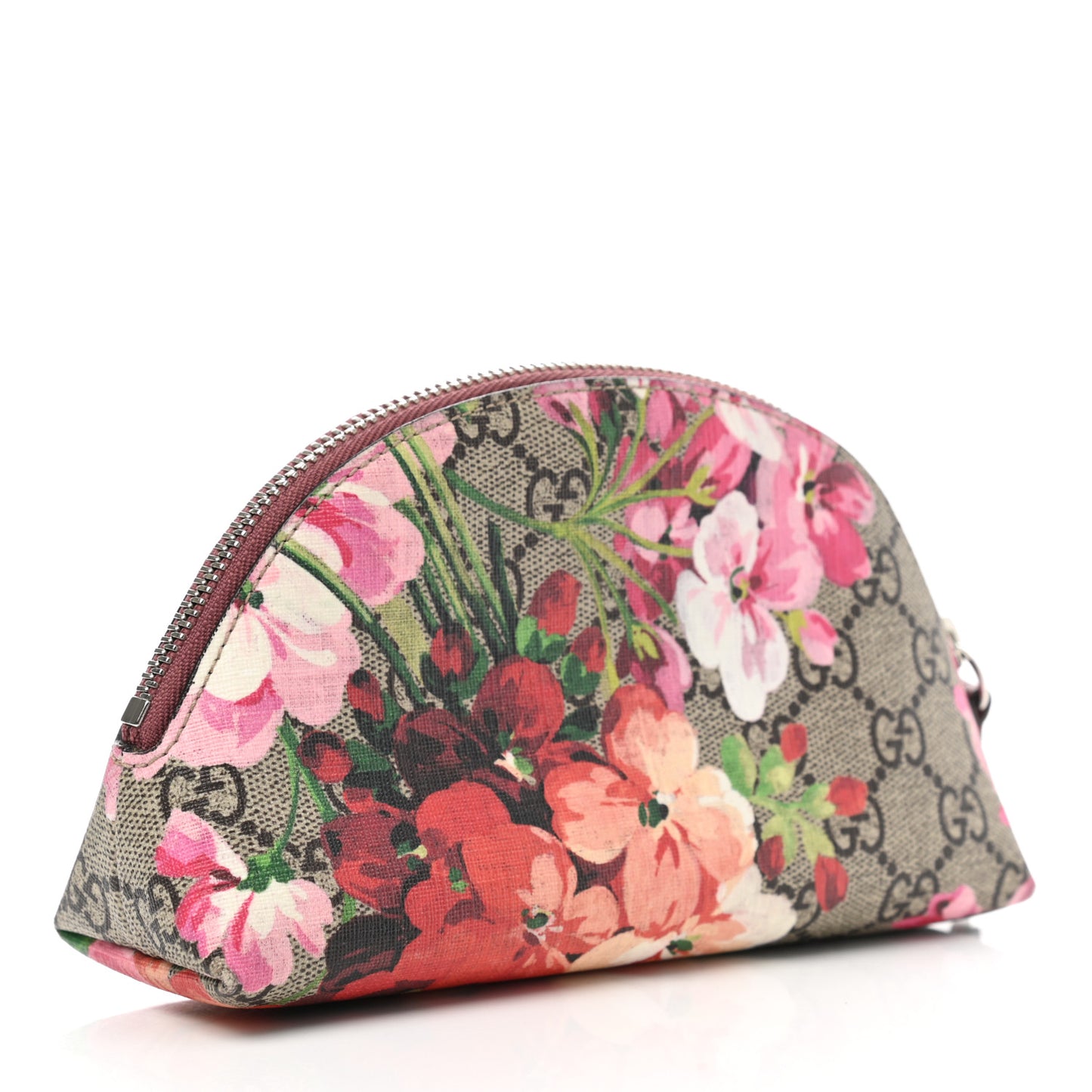 GG Supreme Monogram Blooms Small Pouch Cosmetic Case Beige Multicolor Dry Rose