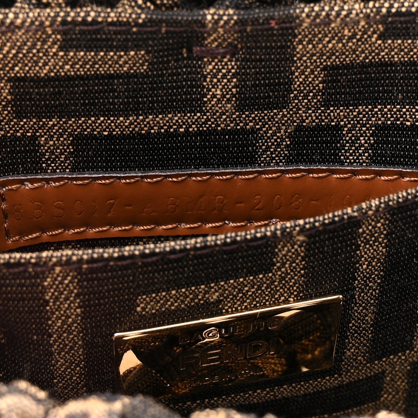 Fabric Jacquard FF 1974 Woven Knotted Mini Baguette Tobacco Moro