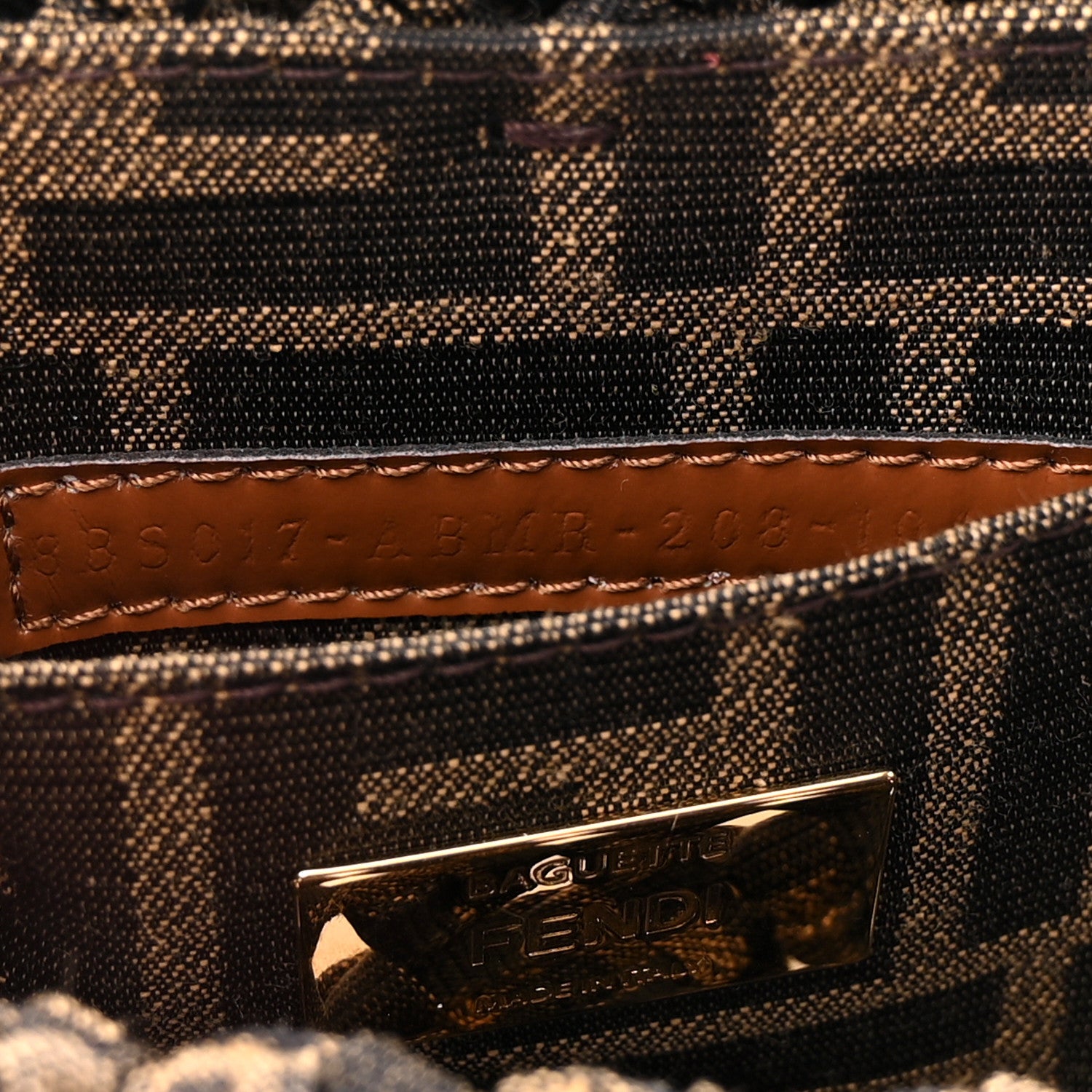 Fendi Fabric Jacquard FF 1974 Woven Knotted Mini Baguette Tobacco Moro 7 of 11