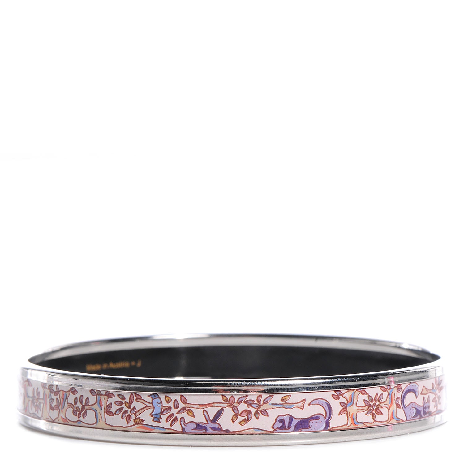Hermes Enamel Printed Narrow Forest Animals Bracelet 65 Pink 3 of 6