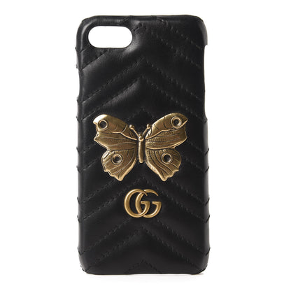 Gucci Calfskin Matelasse Animal Studs GG Marmont iPhone 7/8 Case Black 1 of 5