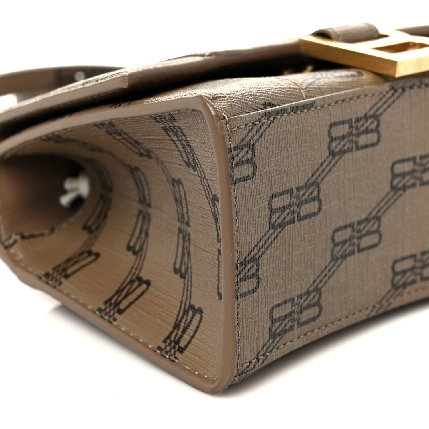 Balenciaga Coated Canvas BB Monogram Hourglass Top Handle Bag XS Beige Brown 9 of 10