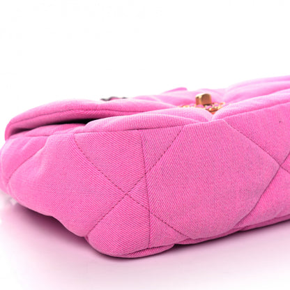 Chanel Denim Quilted Medium 19 Flap Neon Pink 8 of 9