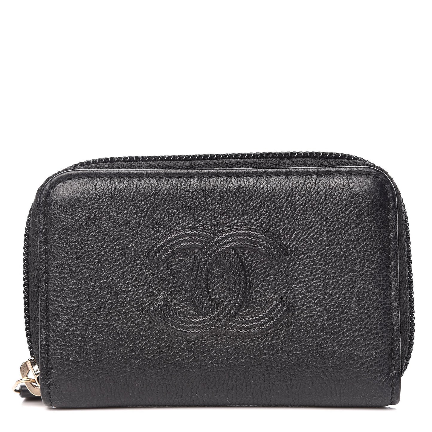 Calfskin Timeless CC Zip Around Coin Purse Black