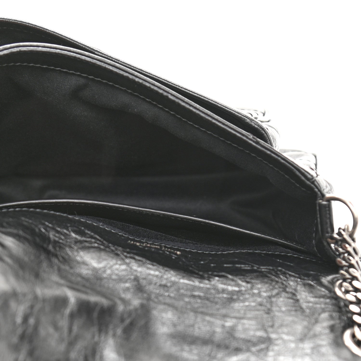 Saint Laurent Crinkled Lambskin Matelasse Monogram Baby Niki Chain Satchel Black 5 of 13
