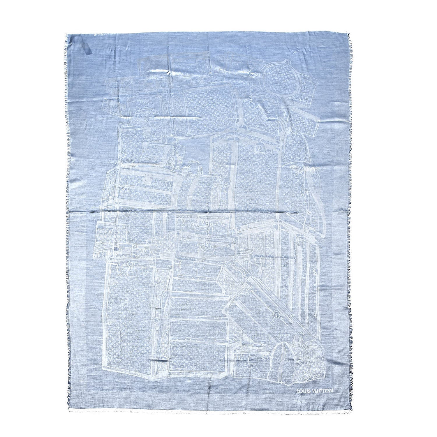 Louis Vuitton Cashmere Silk Steamer Shawl Blue 1 of 3