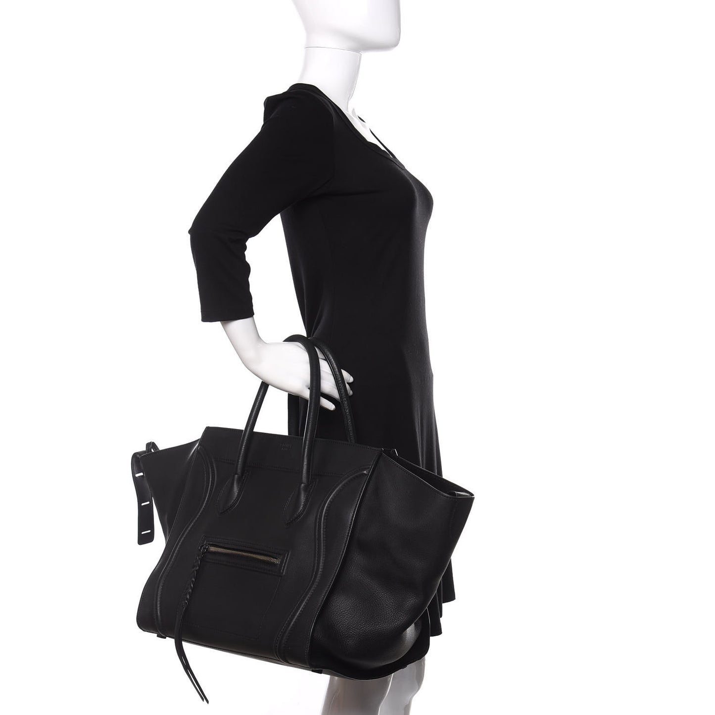 Supple Calfskin Large Phantom Luggage Black